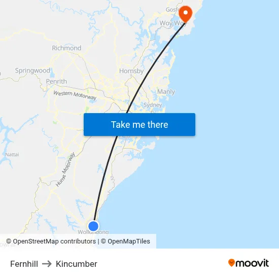 Fernhill to Kincumber map