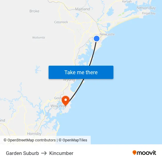 Garden Suburb to Kincumber map