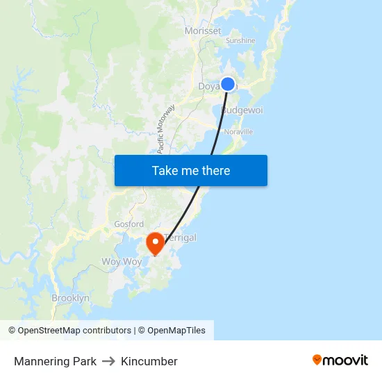 Mannering Park to Kincumber map