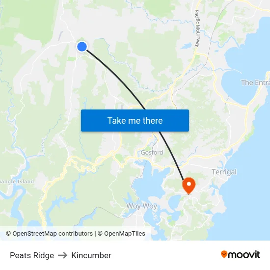 Peats Ridge to Kincumber map