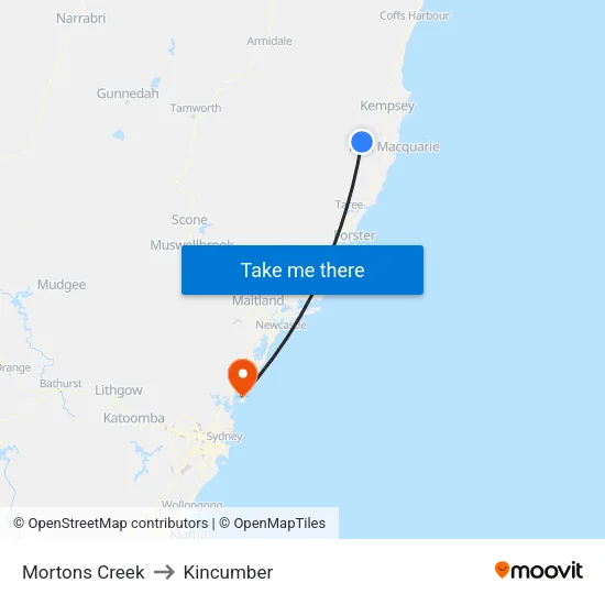 Mortons Creek to Kincumber map