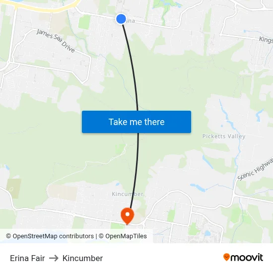 Erina Fair to Kincumber map