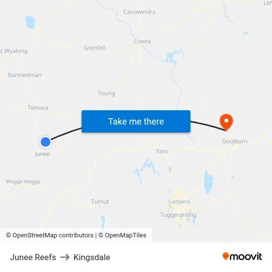 Junee Reefs to Kingsdale map