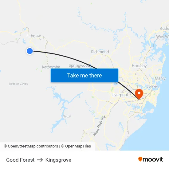 Good Forest to Kingsgrove map