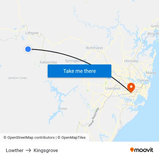 Lowther to Kingsgrove map