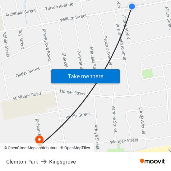 Clemton Park to Kingsgrove map