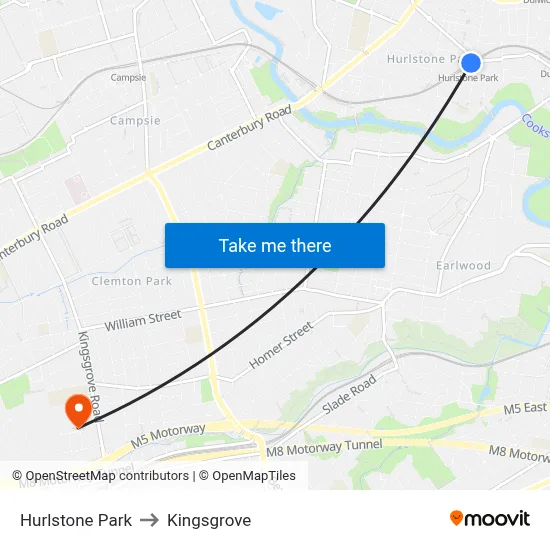 Hurlstone Park to Kingsgrove map