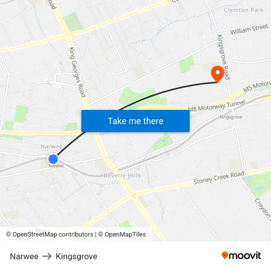 Narwee to Kingsgrove map