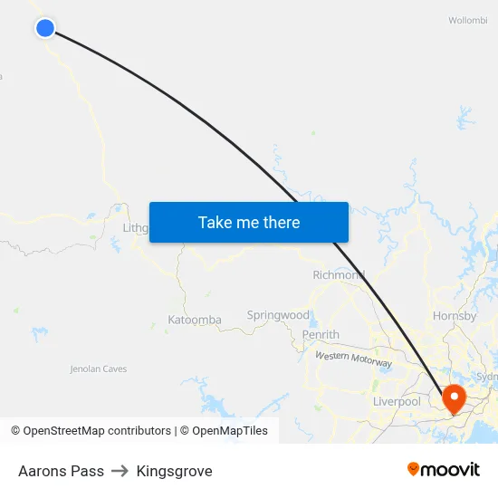 Aarons Pass to Kingsgrove map