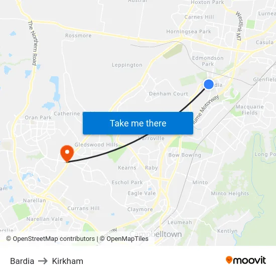 Bardia to Kirkham map