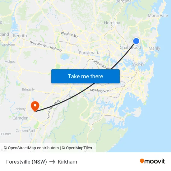 Forestville (NSW) to Kirkham map