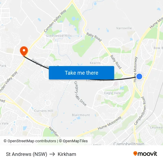 St Andrews (NSW) to Kirkham map