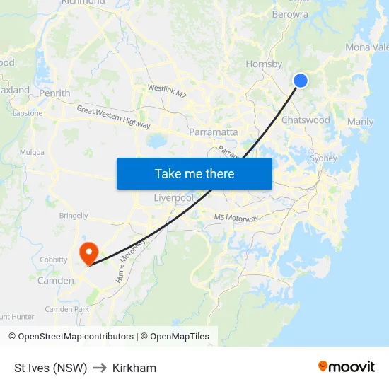 St Ives (NSW) to Kirkham map