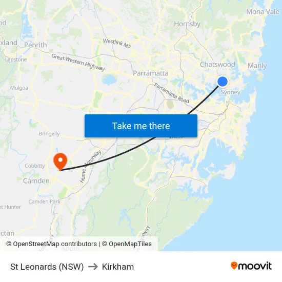 St Leonards (NSW) to Kirkham map