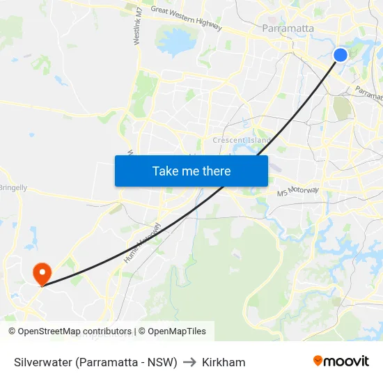 Silverwater (Parramatta - NSW) to Kirkham map