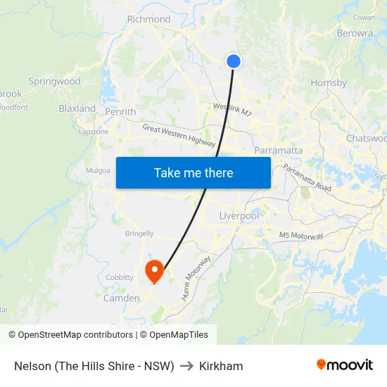 Nelson (The Hills Shire - NSW) to Kirkham map