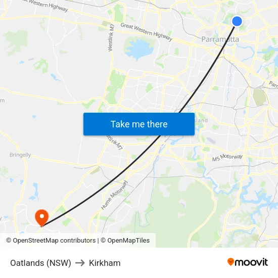 Oatlands (NSW) to Kirkham map
