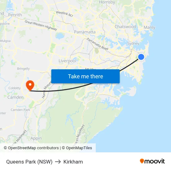 Queens Park (NSW) to Kirkham map