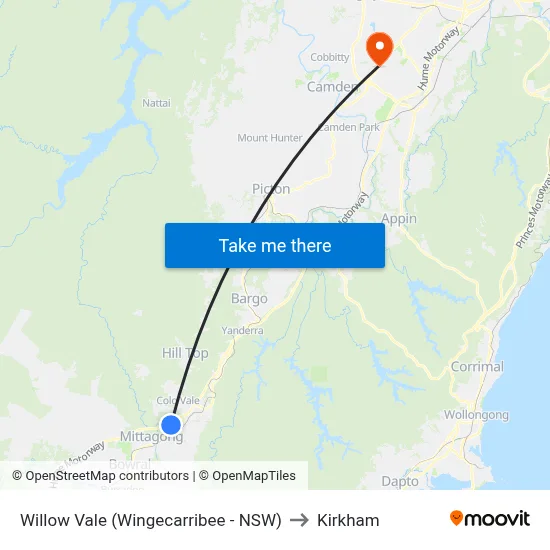 Willow Vale (Wingecarribee - NSW) to Kirkham map