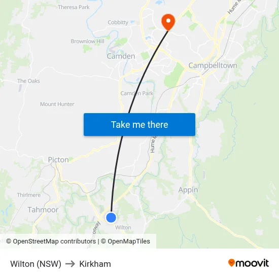 Wilton (NSW) to Kirkham map