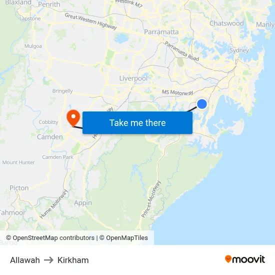Allawah to Kirkham map