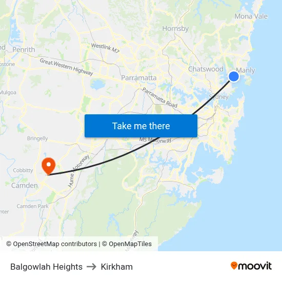 Balgowlah Heights to Kirkham map