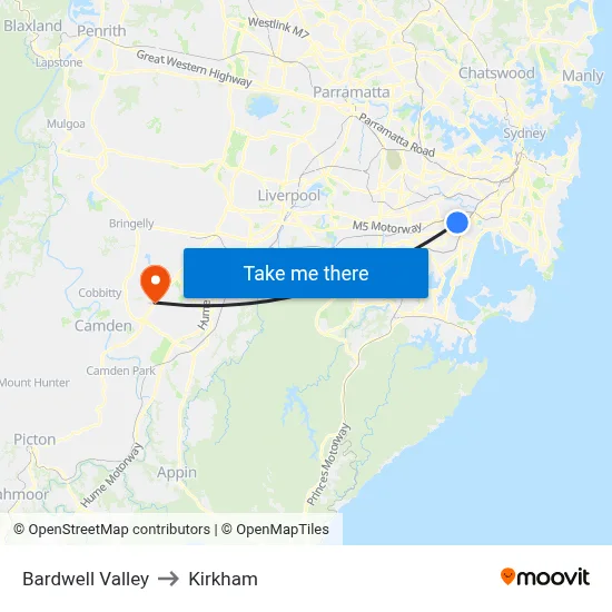 Bardwell Valley to Kirkham map