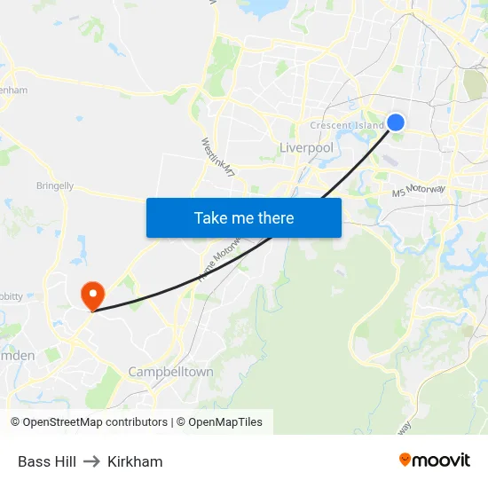 Bass Hill to Kirkham map