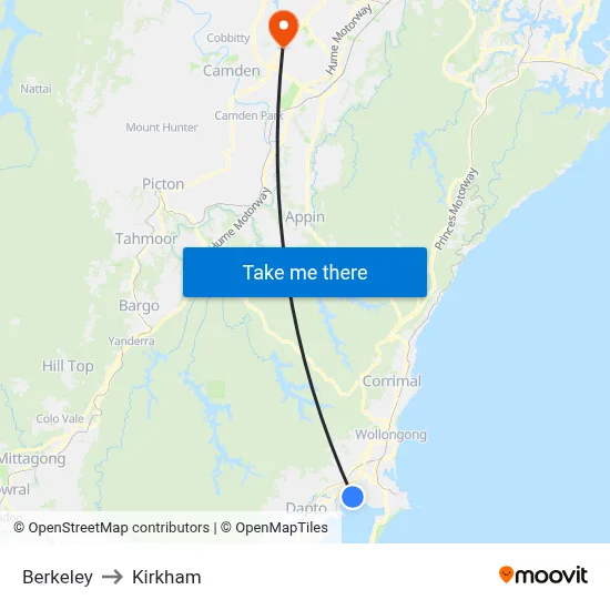 Berkeley to Kirkham map