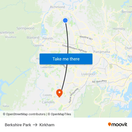 Berkshire Park to Kirkham map