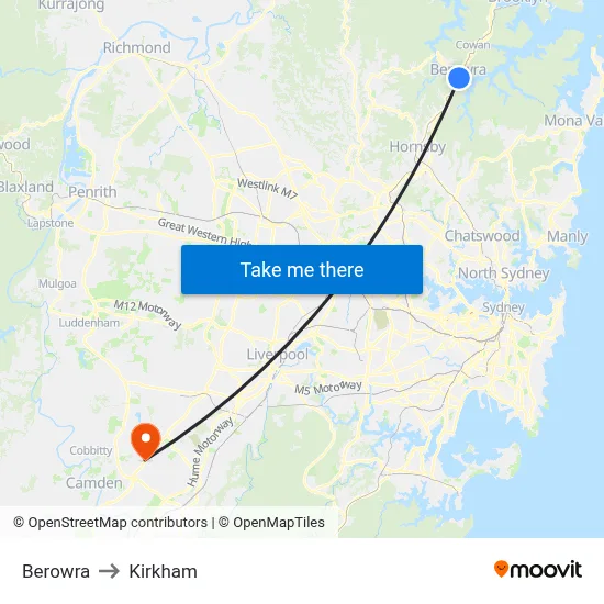 Berowra to Kirkham map