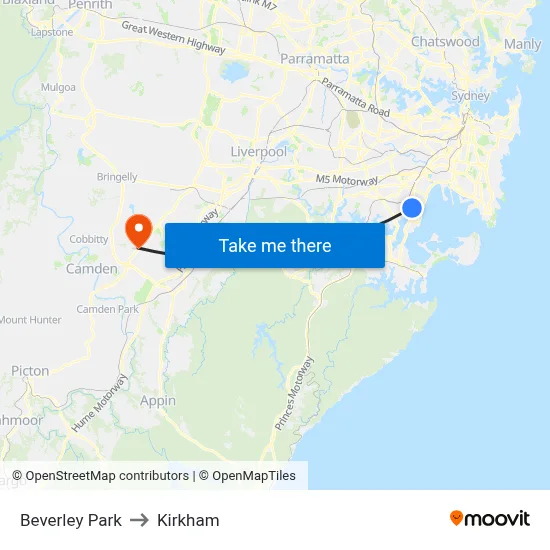 Beverley Park to Kirkham map