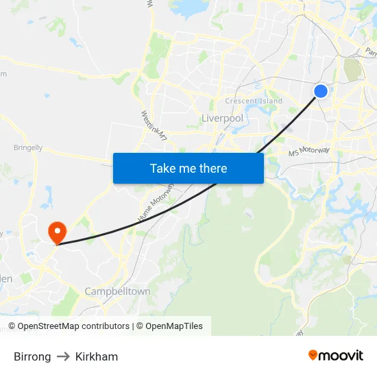Birrong to Kirkham map