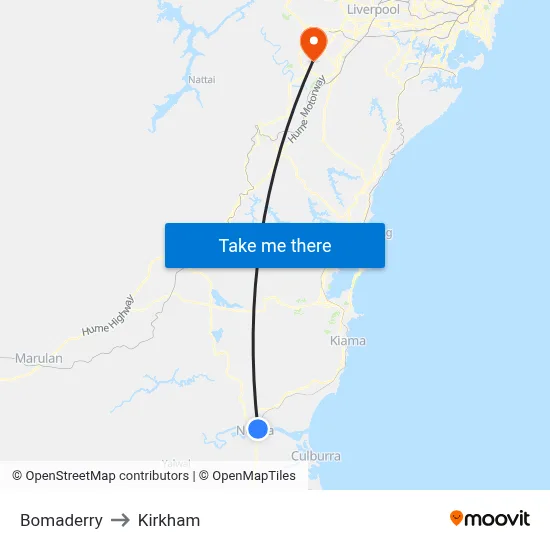 Bomaderry to Kirkham map