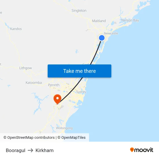Booragul to Kirkham map