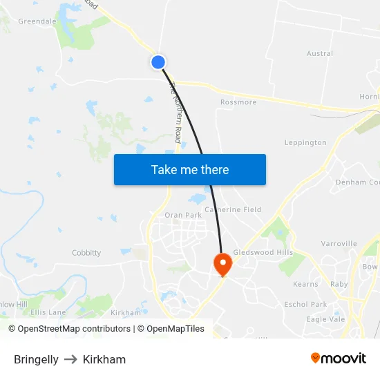 Bringelly to Kirkham map