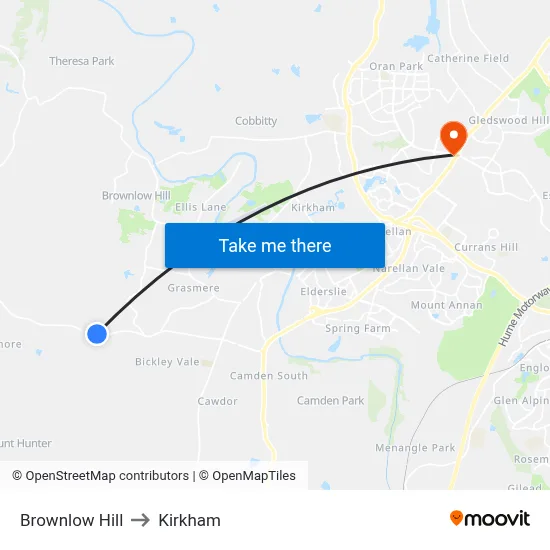 Brownlow Hill to Kirkham map