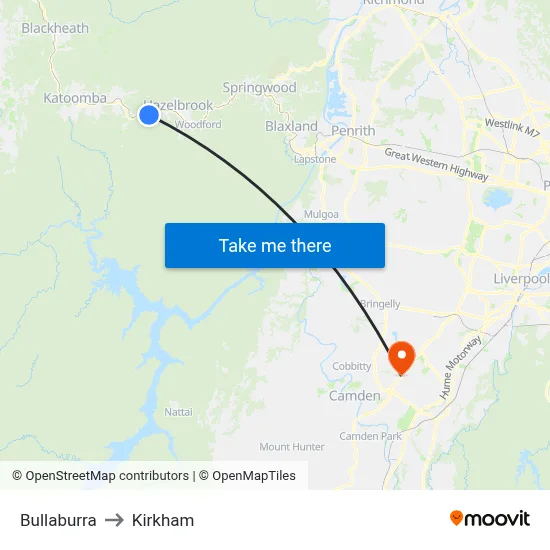 Bullaburra to Kirkham map