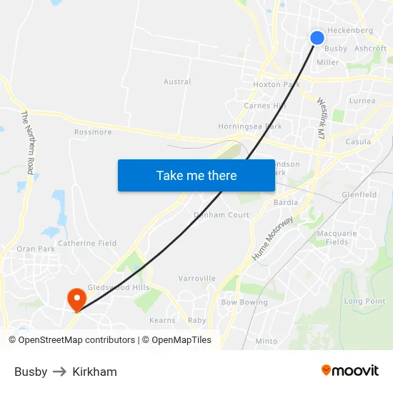 Busby to Kirkham map
