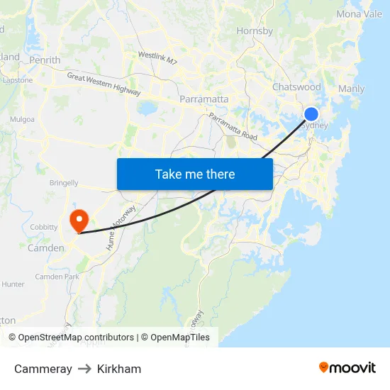 Cammeray to Kirkham map