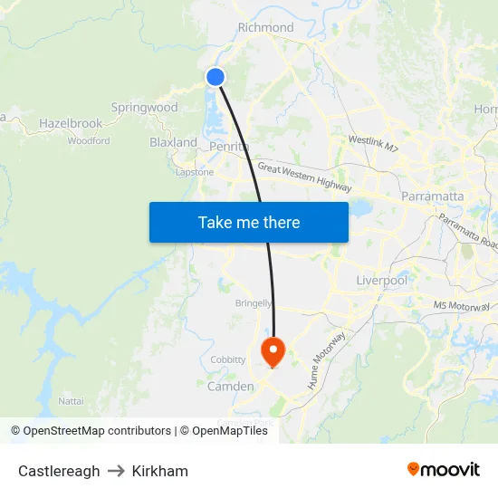 Castlereagh to Kirkham map