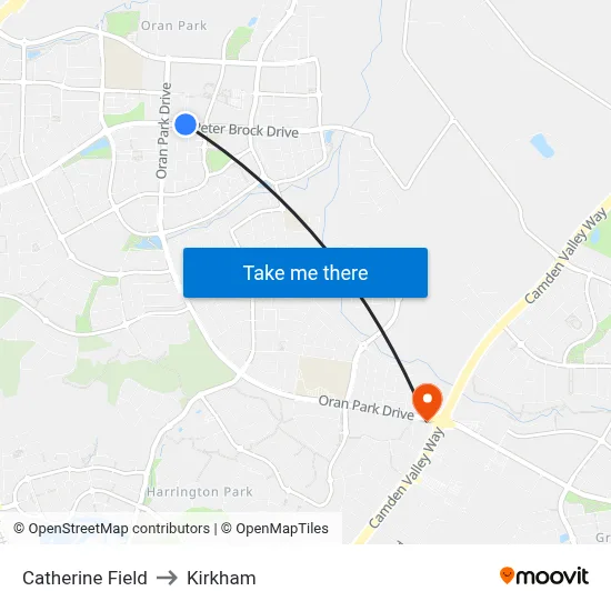 Catherine Field to Kirkham map