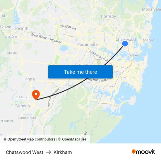 Chatswood West to Kirkham map