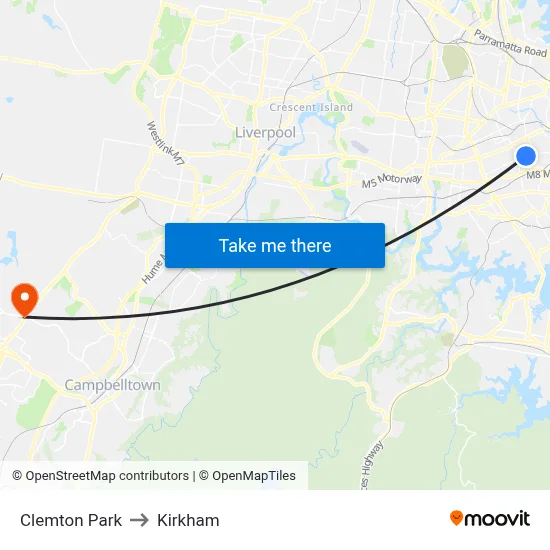 Clemton Park to Kirkham map