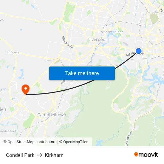 Condell Park to Kirkham map