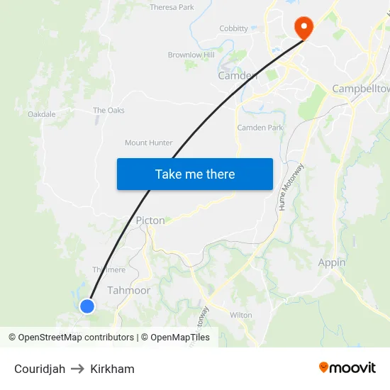Couridjah to Kirkham map