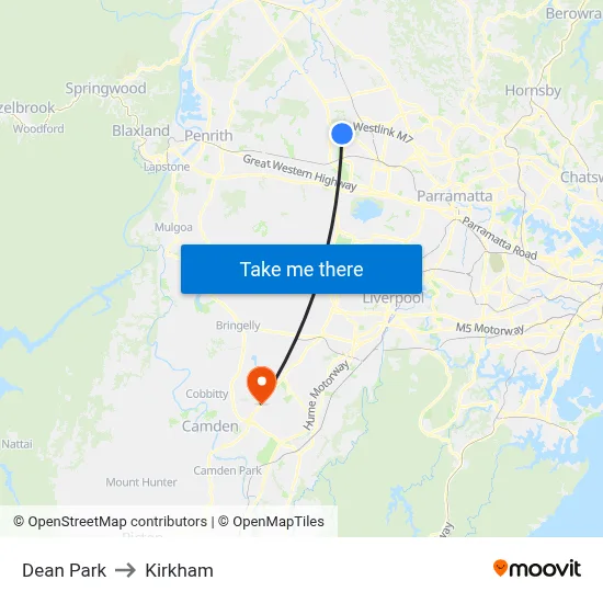 Dean Park to Kirkham map