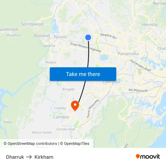 Dharruk to Kirkham map