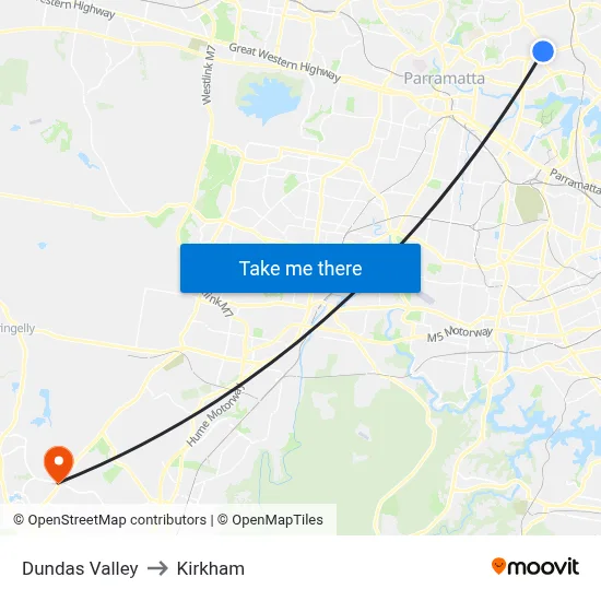 Dundas Valley to Kirkham map