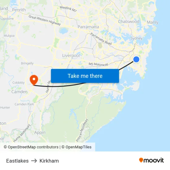 Eastlakes to Kirkham map
